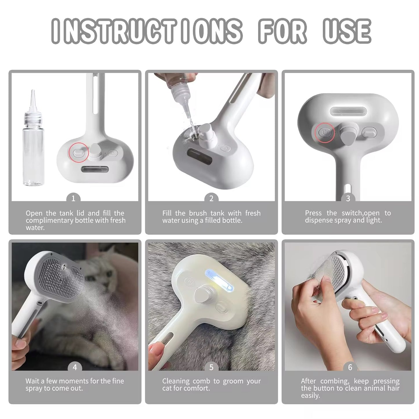 შინაური ცხოველების სავარცხელი ორთქლით (ფოლადის)