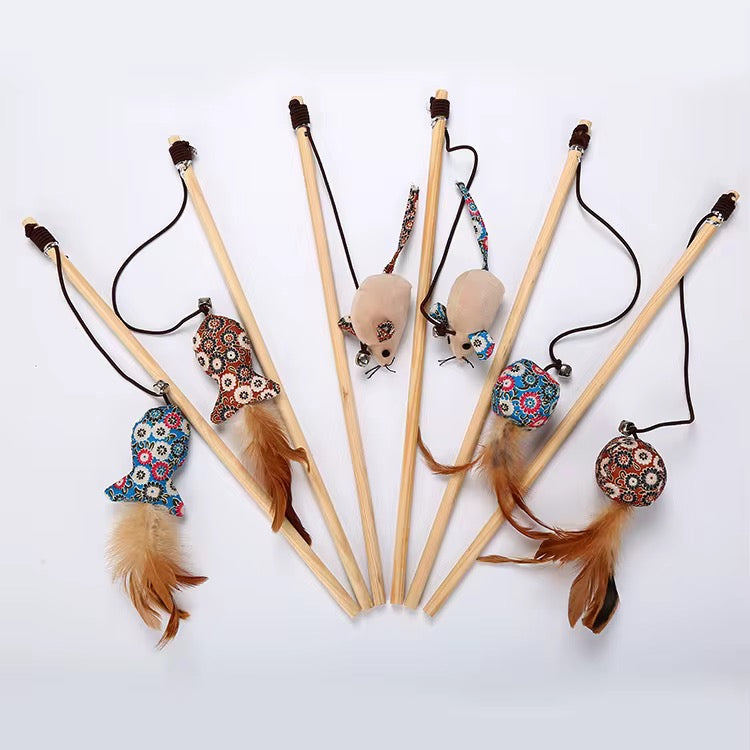 Cat wooden stick toy