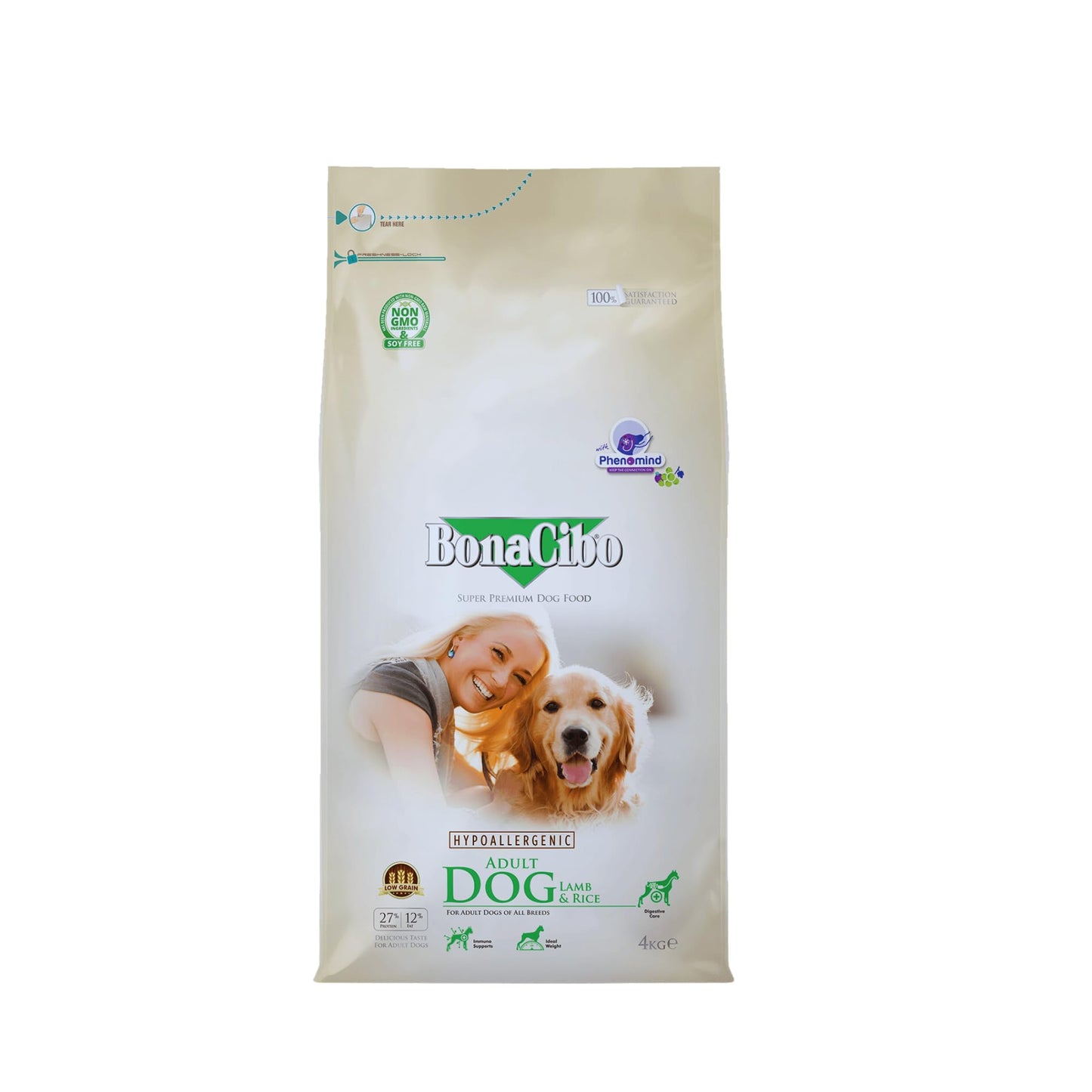 Bonacibo საკვები ზრდასრული ძაღლის ბატკანი და ბრინჯი - 1 კგ