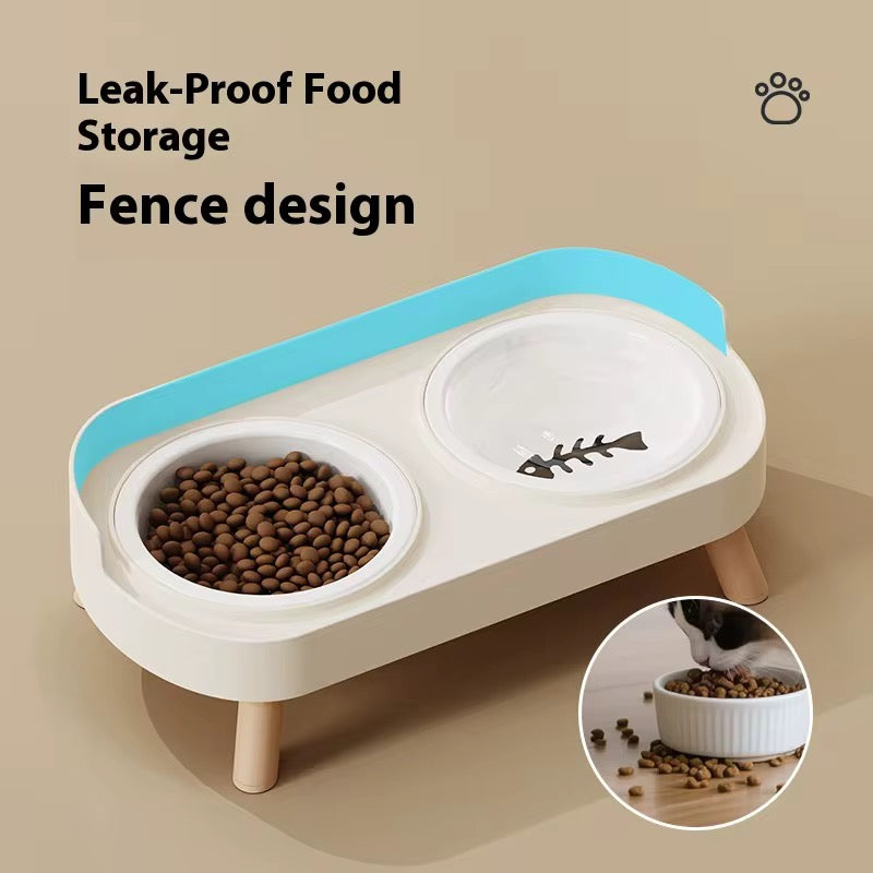 Pet Double Ceramic Bowl (Elevated)
