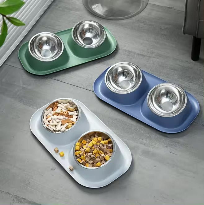 Pet Double Bowl Stainless Steel (Anti-Spill)