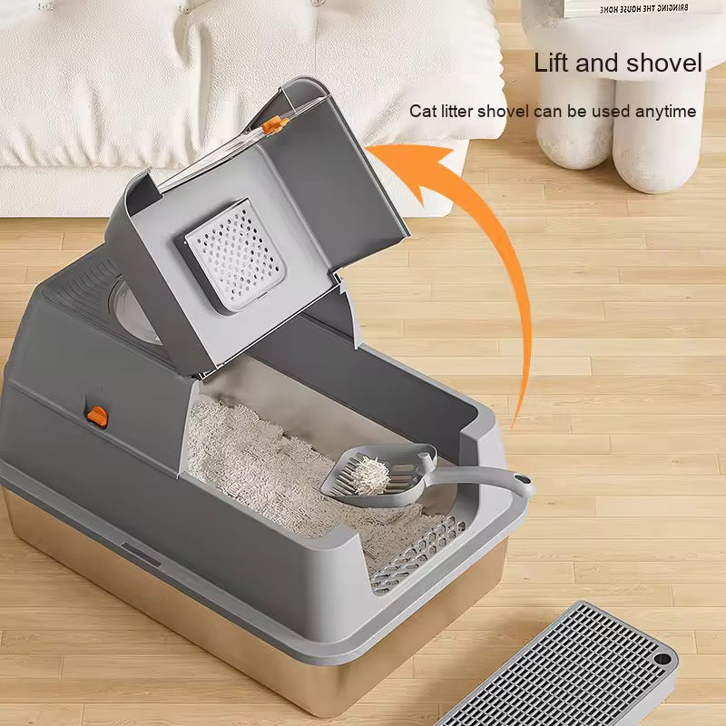 Cat Stainless Steel Fully Enclosed Litter Box