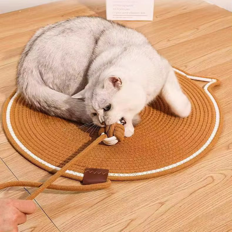 Cat scratcher mat with toy