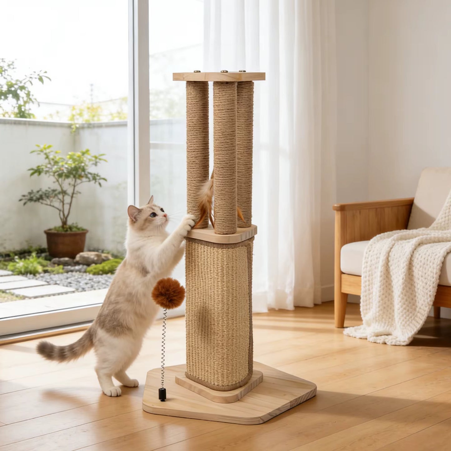 Cat scratcher post (wooden)