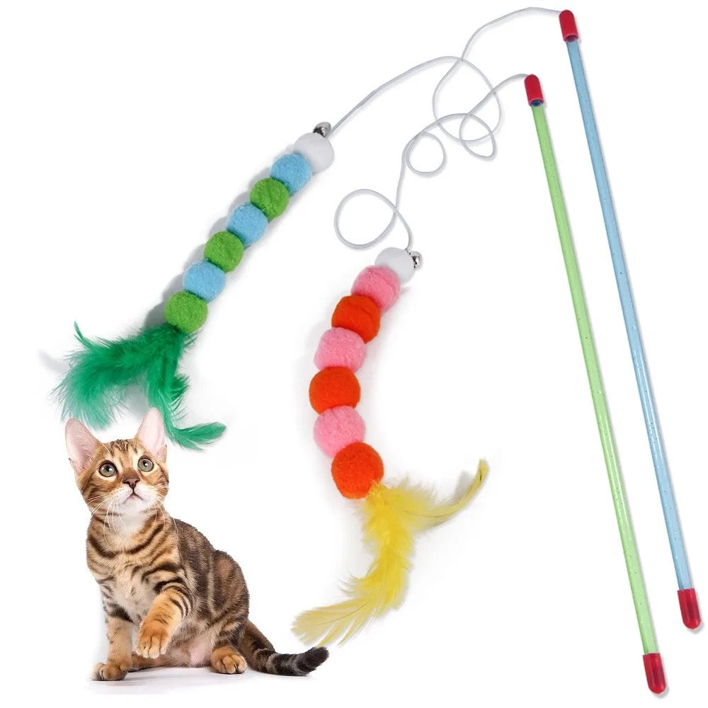 Cat stick toy - Worm with feather