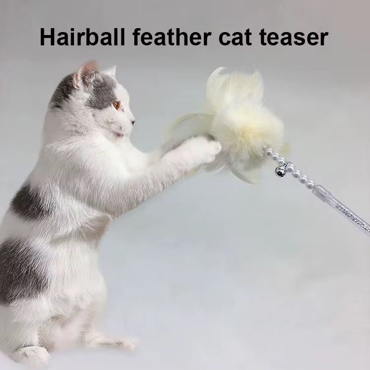 კატის ჯოხი სათამაშო ბუმბულით