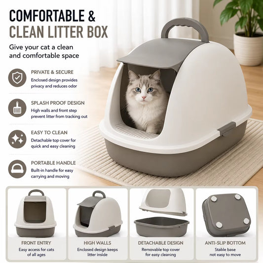 Cat Large Enclosed Litter Box