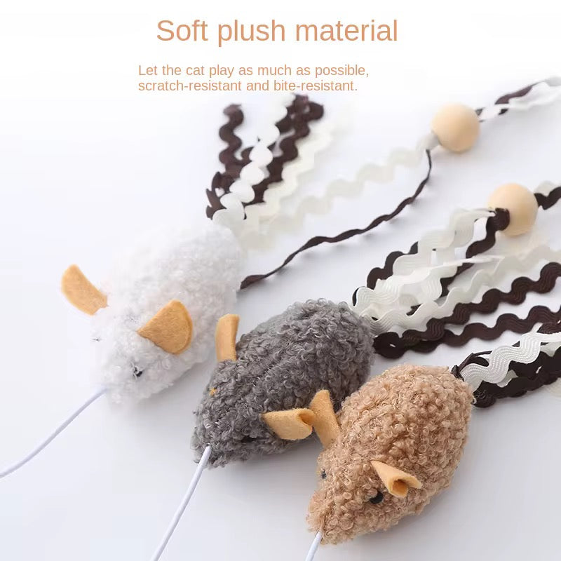 Cat stick toy mouse (Wooden)