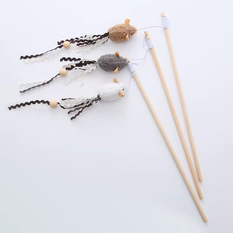Cat stick toy mouse (Wooden)