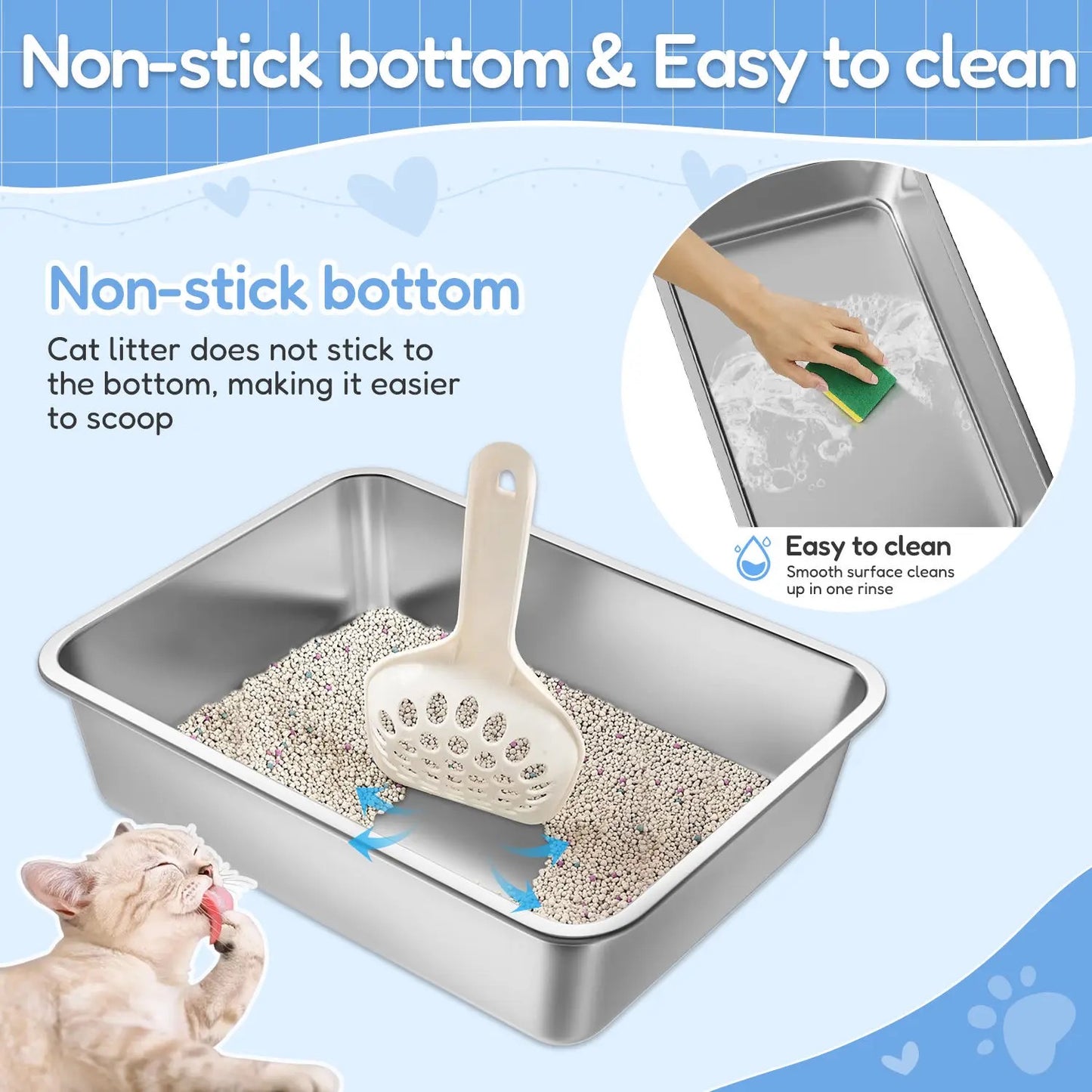 Cat Stainless Steel Litter Box (Toilet)