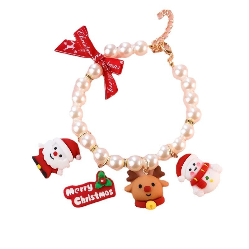 Pet Christmas pearl necklace