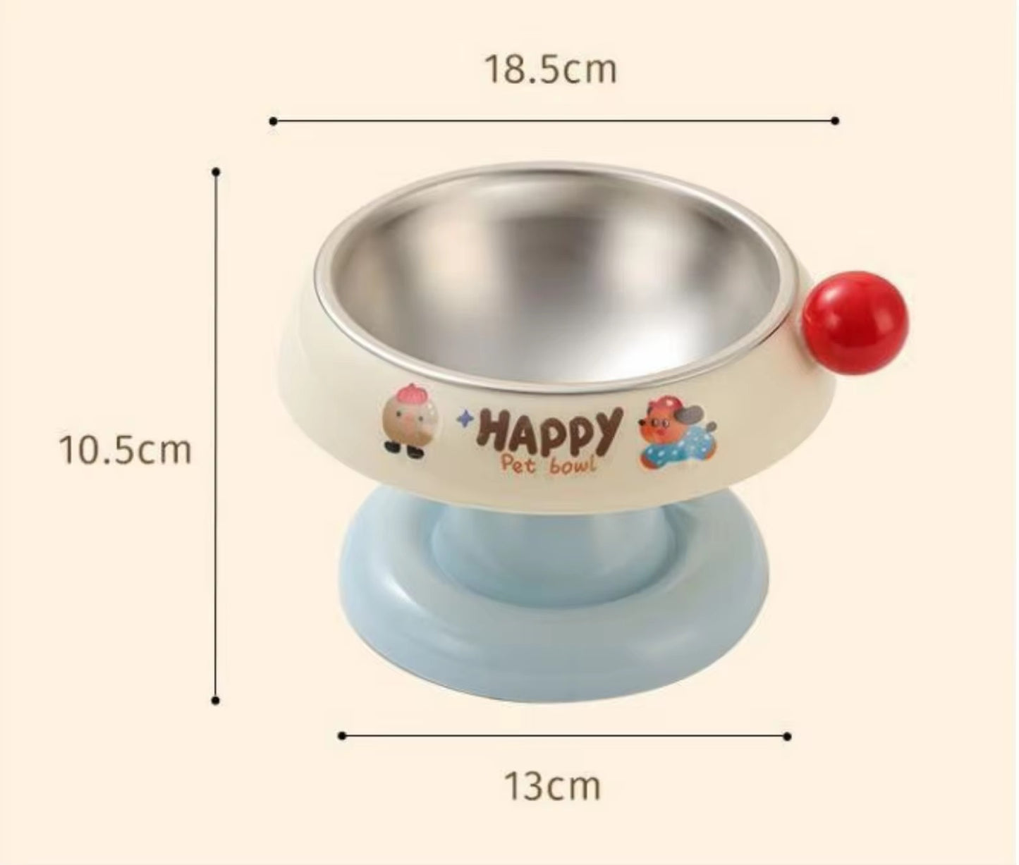 Pet elevated, stainless steel bowl